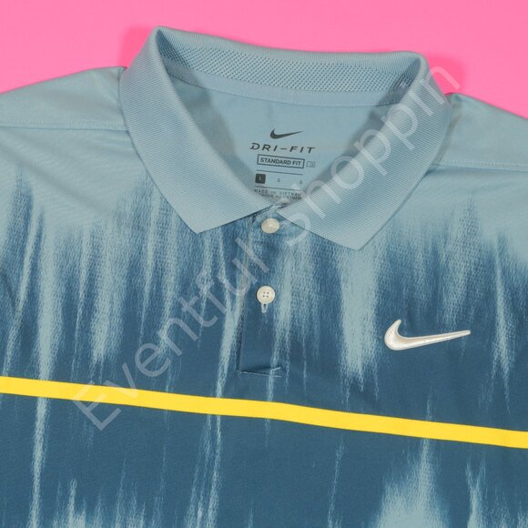 Nike Dri Fit Vapor Fog Print Golf Polo Shirt in Blue Size Large - Picture 1 of 6